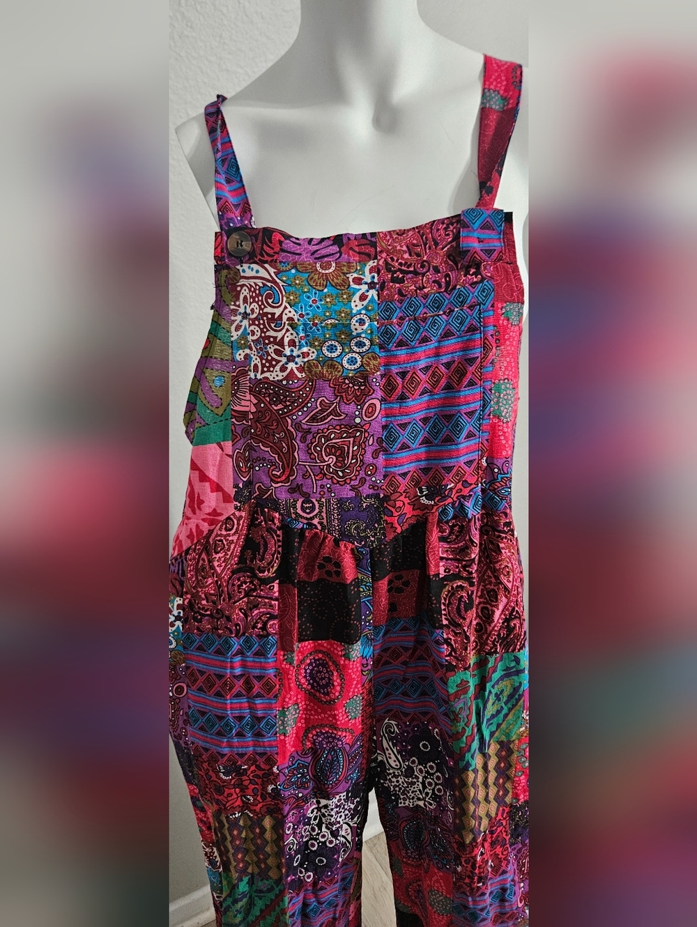 Women Summer Boho Floral Loose Wide Leg Overall Jumpsuits with Pockets Size XL - Picture 3 of 12